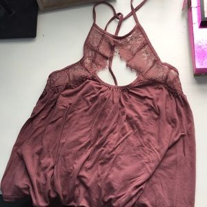 Mauve crop top w/ lace cutout! UO